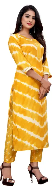 Elegant Yellow Self Design Cotton Blend Kurta with Bottom Set For Women-thumb3