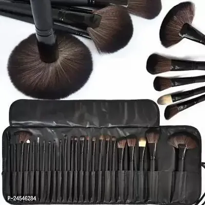 Professional Wood Make Up Brushes Sets With Leather Storage PouchPack Of 24 Pack Of 24