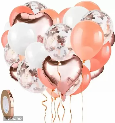 Solid Rose Gold Balloon Bouquet Foil Latex Confetti Pack Of 20 Balloon Bouquet Multicolor, Pack Of 20-thumb0