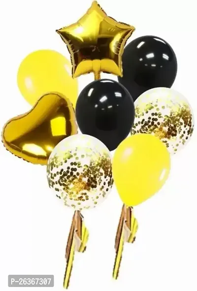 Solid Balloon Bouquet 10 Pieces-Golden Foil Star 18 Inch1+Foil Heart1+Golden Balloon2+Golden Metallic Balloon4+Black Metallic Balloon2 Perfect Part Balloon Multicolor,0