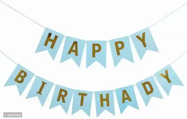 Happy Birthday Banner Bunting Flag Decoration Light Blue Banner 5 Ft,-thumb0