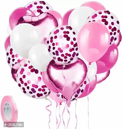 Solid Pink Balloon Bouquet Foil Latex Confetti Pack Of 20 Balloon Bouquet Pink, White, Pack Of 20-thumb0