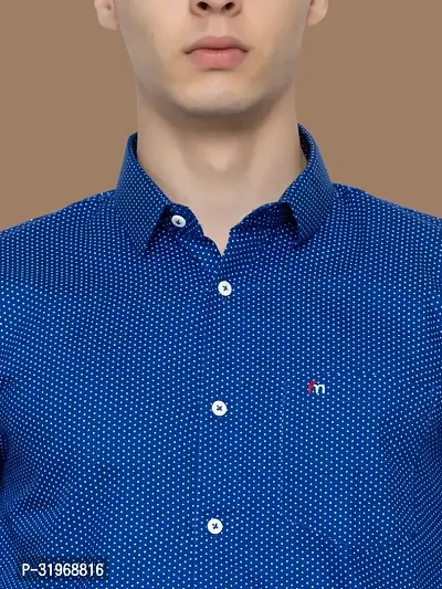 Reliable Blue Cotton Printed Long Sleeves Casual Shirts For Men-thumb4