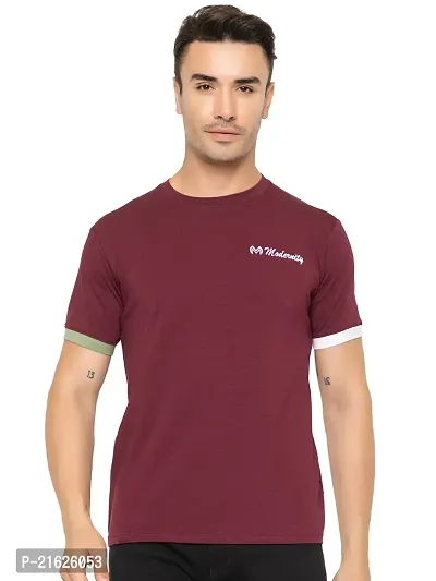 Comfortable Maroon Cotton Tees For Men-thumb0