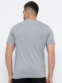 Stylish Grey Cotton Solid Round Neck T-Shirt For Men-thumb1