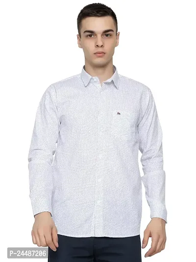 FREKMAN Men Printed Shirts Full Sleeves | Pocket Shirt for Men - White