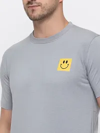 Stylish Grey Cotton Solid Round Neck T-Shirt For Men-thumb2