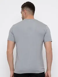 Stylish Grey Cotton Solid Round Neck T-Shirt For Men-thumb1