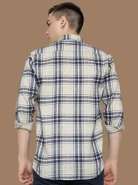 Reliable Beige Cotton Checked Long Sleeves Casual Shirts For Men-thumb1