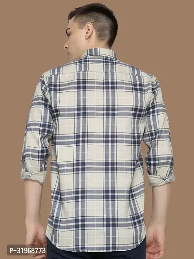 Reliable Beige Cotton Checked Long Sleeves Casual Shirts For Men-thumb2