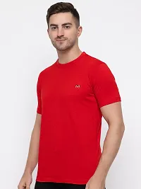 Stylish Red Cotton Solid Round Neck T-Shirt For Men-thumb4