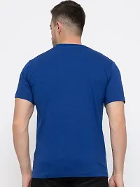 Stylish Blue Cotton Solid Round Neck T-Shirt For Men-thumb1