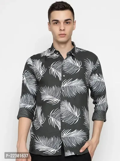 Stylish Green Cotton Printed Casual Shirt For Men