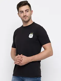 Stylish Black Cotton Solid Round Neck T-Shirt For Men-thumb4