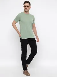 Fabulous Green Cotton Solid Round Neck Tees For Men-thumb3