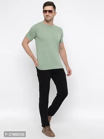 Fabulous Green Cotton Solid Round Neck Tees For Men-thumb4