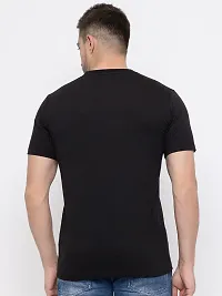 Trendy Black Cotton Printed Round Neck Tees For Men-thumb1