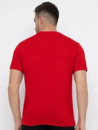 Stylish Red Cotton Solid Round Neck T-Shirt For Men-thumb1