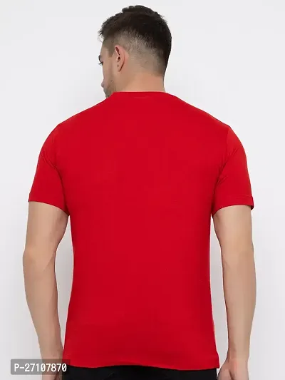 Stylish Red Cotton Solid Round Neck T-Shirt For Men-thumb2