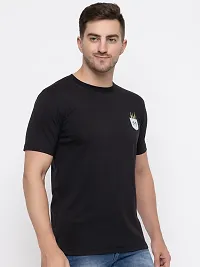 Stylish Black Cotton Solid Round Neck T-Shirt For Men-thumb3