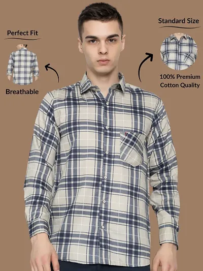 FREKMAN Men's Cotton Checkered Regular Fit Casual Shirt with Chest Pocket, Full Sleeve Shirt for Formal & Casual Wear