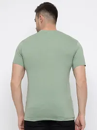 Fabulous Green Cotton Solid Round Neck Tees For Men-thumb1