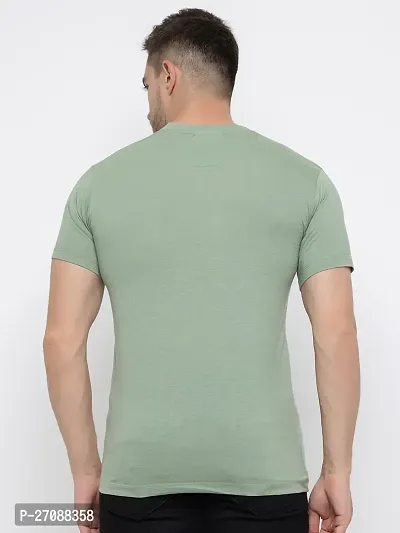 Fabulous Green Cotton Solid Round Neck Tees For Men-thumb2