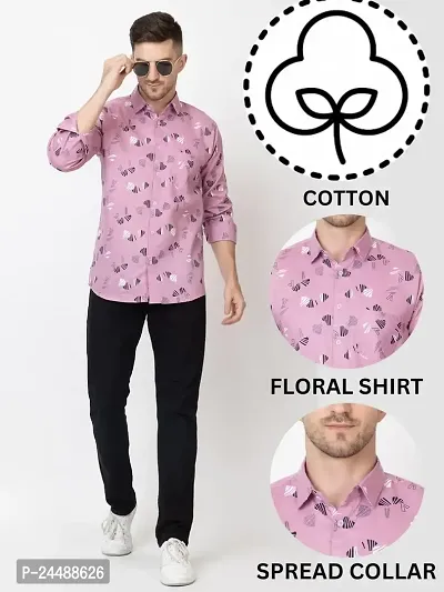 FREKMAN Men's Pure Cotton Floral Print Casual Full Sleeve Shirt-thumb5