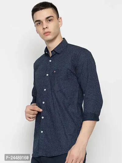 FREKMAN Men Printed Shirts Full Sleeves | Pocket Shirt for Men - Navy-thumb2