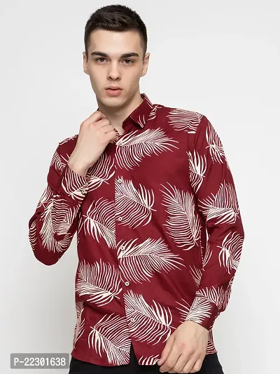 Stylish Maroon Cotton Printed Casual Shirt For Men