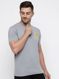 Stylish Grey Cotton Solid Round Neck T-Shirt For Men-thumb3