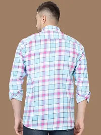 Reliable Navy Blue Cotton Checked Long Sleeves Casual Shirts For Men-thumb1