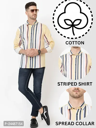 FREKMAN Fashion Shirt for Men || Cotton Striped Shirt for Boys || Twisted Full Sleeve || Ideal for Casual Shirt-thumb2