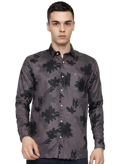 FREKMAN Men's Full Sleeve Hawaiian Shirt Tropical Print Casual Button Down Aloha Shirt