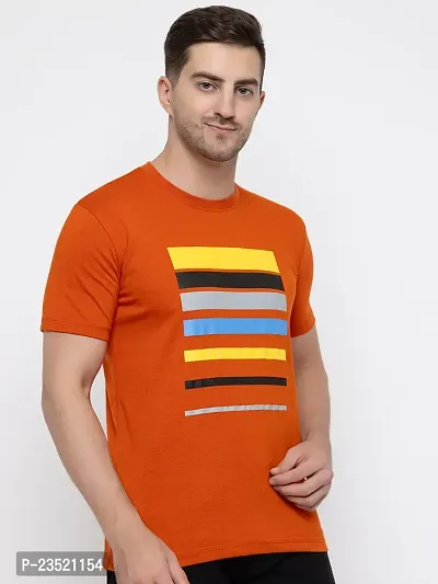 Reliable Orange Cotton Printed Round Neck Tees For Men-thumb4