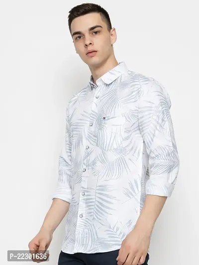 Stylish Grey Cotton Printed Casual Shirt For Men-thumb5