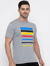 Reliable Grey Cotton Printed Round Neck Tees For Men-thumb1