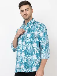 Stylish Blue Cotton Printed Casual Shirt For Men-thumb2