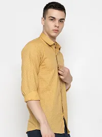 Stylish Yellow Cotton Printed Casual Shirt For Men-thumb2