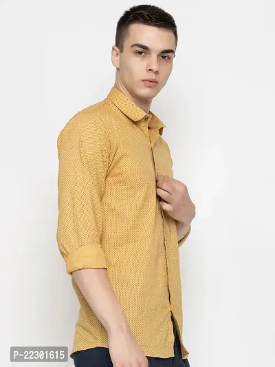 Stylish Yellow Cotton Printed Casual Shirt For Men-thumb3