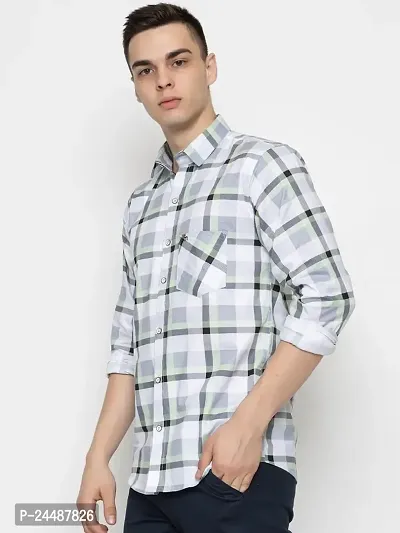 FREKMAN Men's Cotton Box Check Regular Fit Casual Shirt with Pocket, Full Sleeve Shirt for Formal  Casual Wear-thumb2