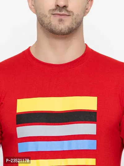 Reliable Red Cotton Printed Round Neck Tees For Men-thumb3