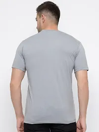 Stylish Grey Cotton Solid Round Neck T-Shirt For Men-thumb1