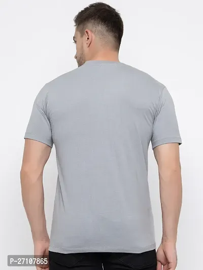 Stylish Grey Cotton Solid Round Neck T-Shirt For Men-thumb2