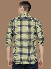 Reliable Olive Cotton Checked Long Sleeves Casual Shirts For Men-thumb1