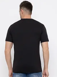 Stylish Black Cotton Solid Round Neck T-Shirt For Men-thumb1