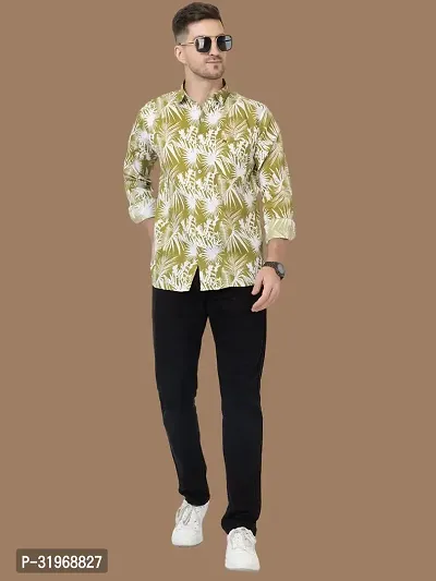 Reliable Mustard Cotton Printed Long Sleeves Casual Shirts For Men-thumb5