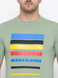 Trendy Green Cotton Printed Round Neck Tees For Men-thumb4