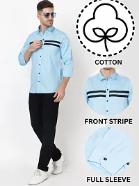 FREKMAN Men's Cotton Casual Regular Fit Front Stylish Striped Shirt for Men Full Sleeves Shirt-thumb1