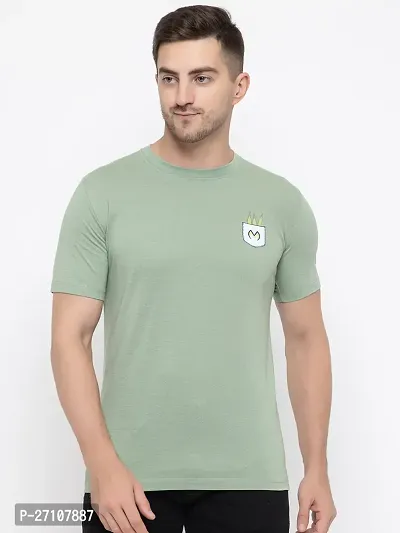 Stylish Green Cotton Solid Round Neck T-Shirt For Men